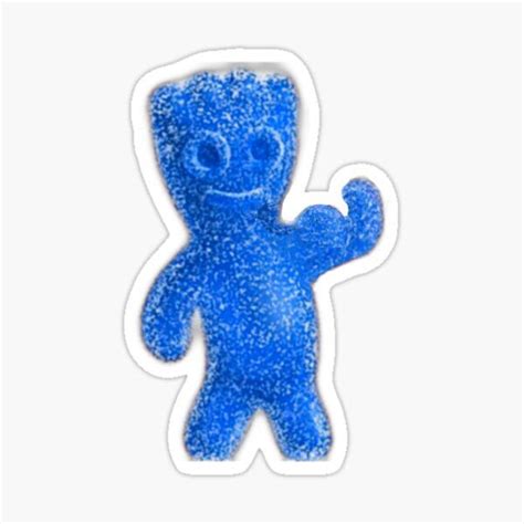 a blue gummy bear sticker on a white background