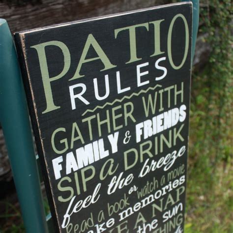 Patio Rules sign deck decor Wooden Sign Home Decor Outdoor | Etsy