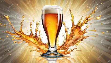 Premium AI Image | Glass Beer Vector with Energetic Beer Splash