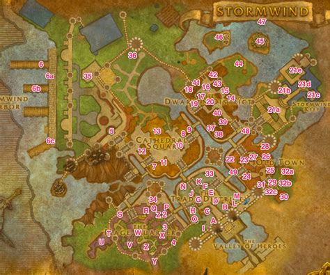 Map of Stormwind Vendors, Trainers and NPCs