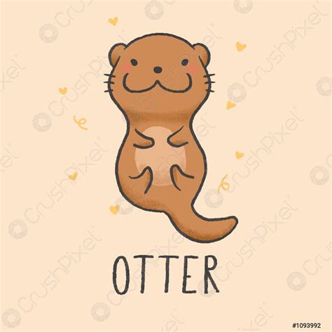 Cute Otter cartoon hand drawn style - stock vector 1093992 | Crushpixel