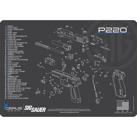 Sig Sauer P220 Parts Diagram Handgun Cleaning Mat | Cerus Gear