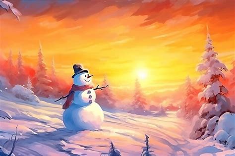 Premium AI Image | Happy snowman for card or background Post processed ai