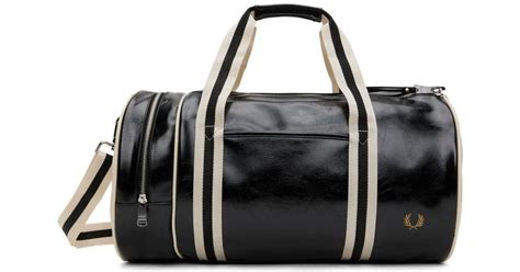 Fred Perry Black & White Barrel Duffle Bag for Men | Lyst