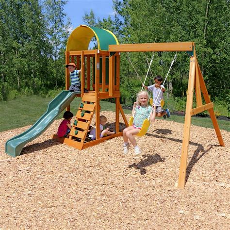 Playground Swing Set Backyard Wooden Frame Play Children