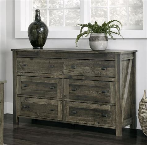 Modern Farmhouse 6 Drawer Dresser Chest Vintage Rustic Distressed Gray Barn Wood #Unbranded # ...