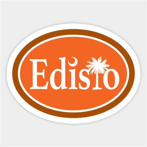 Edisto Island South Carolina Palmetto Orange Oval - Edisto Island - Sticker | TeePublic