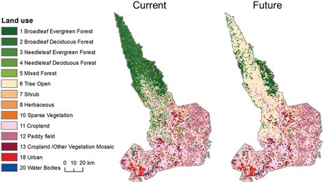 Current and future land‐use maps of Bago River Basin | Download ...