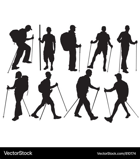 Hiker silhouettes Royalty Free Vector Image - VectorStock