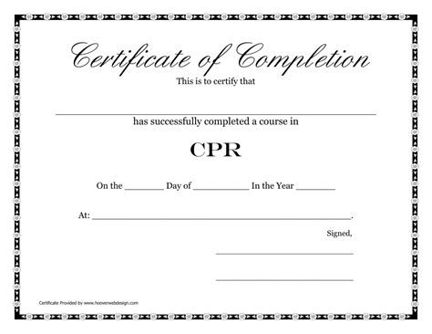 Printable Cpr Certificate Template Free - Printable Templates