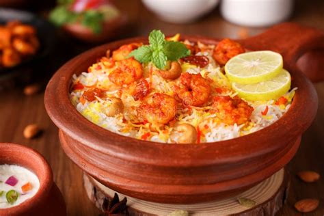 Prawn or Shrimp Biryani, Fish Biryani. Spicy and Delicious Malabar Biryani Stock Image - Image ...