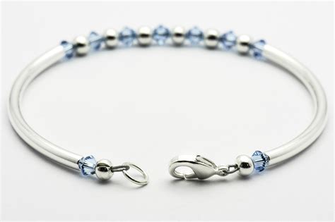 Aquamarine Swarovski March Birthstone Bracelet - Black Brook Shop