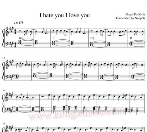 Download I Hate You I Love You piano sheet Music By Gnash