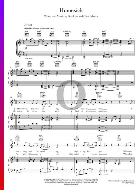 Homesick (Dua Lipa) Piano Sheet Music - OKTAV