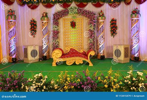 Indian Wedding Stage stock image. Image of decoration - 113415479