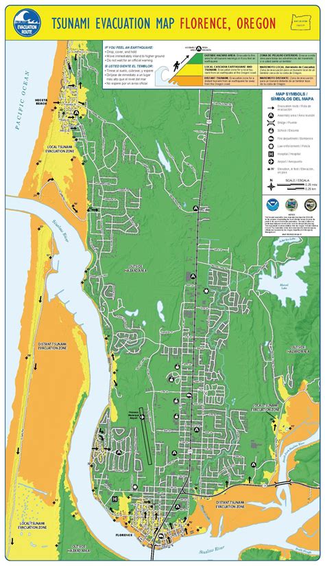 Tsunami evacuation map. Florence, Oregon, by the Oregon Department of ...