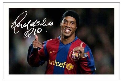 RONALDINHO BARCELONA SIGNED AUTOGRAPH PHOTO PRINT SOCCER | eBay