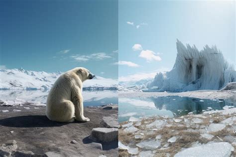 Premium Photo | Polar bear habitat loss with beforeandafter images 00556 03