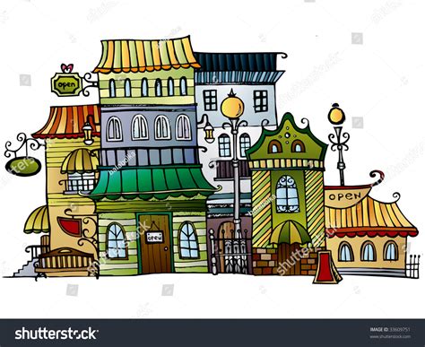 Cartoon Drawing Town Stock Illustration 33609751 | Shutterstock