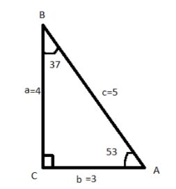 Find the value of sin 37°, sin 53°, tan 37°, tan 53° in terms of a fraction?