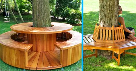 Wooden Bench Around Tree | vlr.eng.br