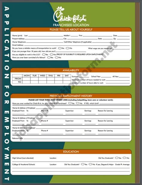 Chick-fil-A Job Application Form & Apply Online 2024 - Careers & Job Applications 2024 - PDF Forms