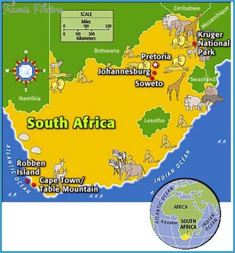 South Africa Map Tourist Attractions - TravelsFinders.Com