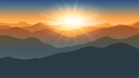 Mountain range sunset or sunrise sky landscape 4597160 Vector Art at ...