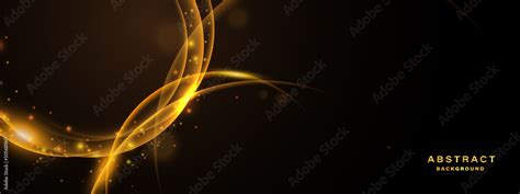 Abstract gold background with circle lines and glowing light effect ...