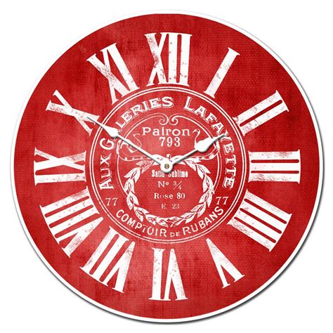 Large Red Wall clock available in 7 sizes from 12" up to 60 inches! Beautiful vintage clock with ...