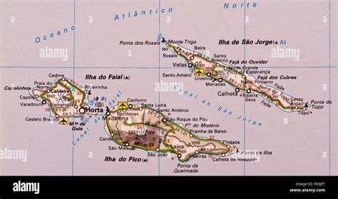 Map Of Ilha Do Faial Ilha Do Pico and Ilha De Sao Jorge which are Stock Photo: 90325084 - Alamy