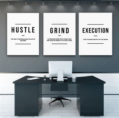 3 Piece Hustle Grind Execution Wall Art Canvas Prints Office | Etsy Pop Art Canvas, Modern ...