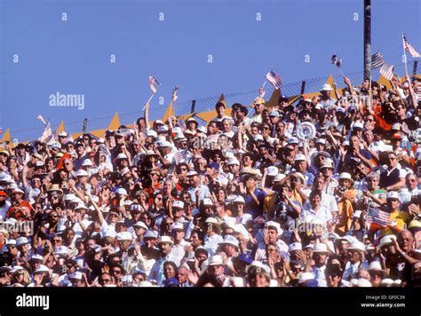 Crowd cheering in stadium at 1984 Olympic Games in Los Angeles Stock Photo - Alamy