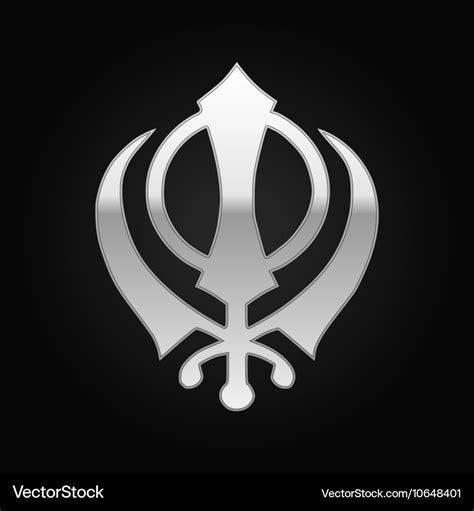 Silver khanda sikh icon on black background Vector Image