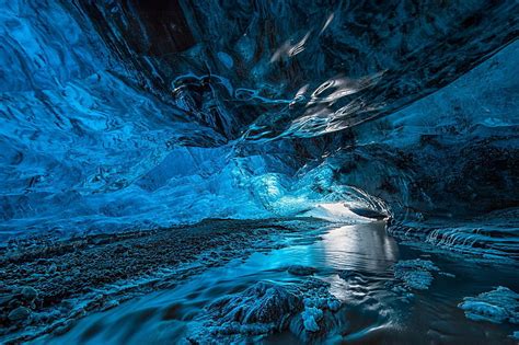 HD wallpaper: river water, ice, cave, cold temperature, glacier, frozen, blue | Wallpaper Flare