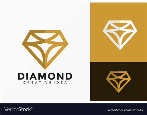 Luxury line art diamond company logo design Vector Image