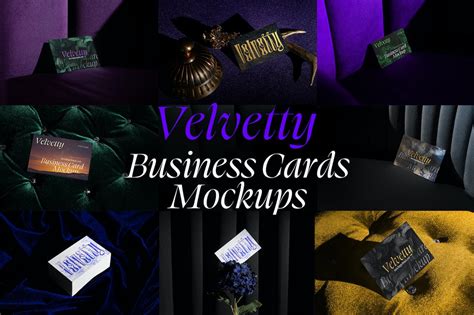 名片品牌VI设计贴图展示样机PSD模板 Business Cards Mockups Velvetty Series