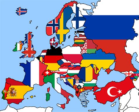 Flag Map of Europe made by me in MS Paint : r/vexillology