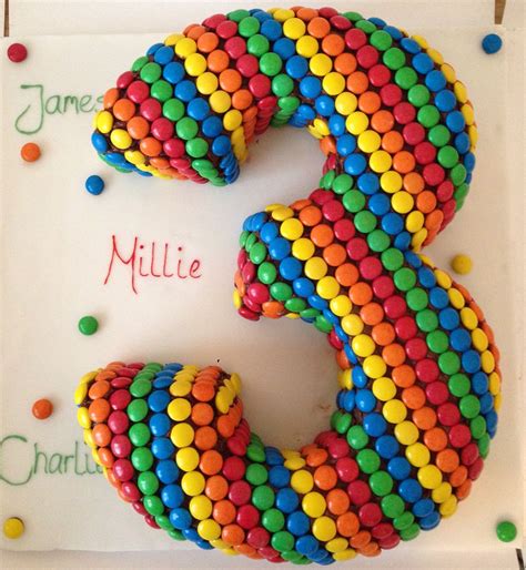 Number 3 cake covered in M&Ms Number 3 Cakes, Number Birthday Cakes ...