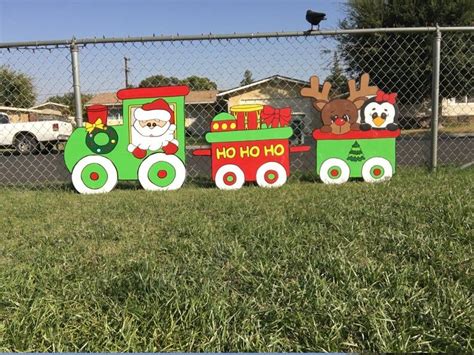 Hand Painted Christmas Train Yard Art - Etsy | Christmas yard art, Christmas yard, Christmas train