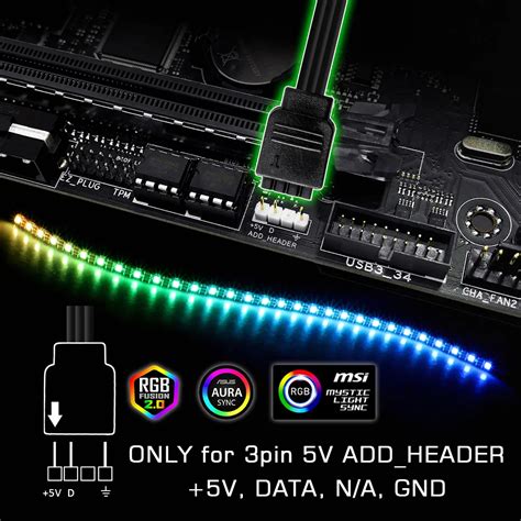 WS2812b RGB LED Strip for ASUS AURA SYNC / MSI Mystic Light Sync / GIGABYTE RGB Fusion 2.0 (5V 3 ...