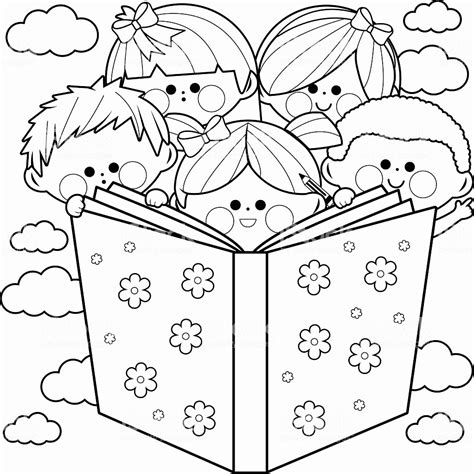 Child Reading Coloring Page at GetDrawings | Free download