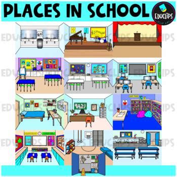 Places In School Clip Art Bundle {Educlips Clipart} by Educlips | TpT