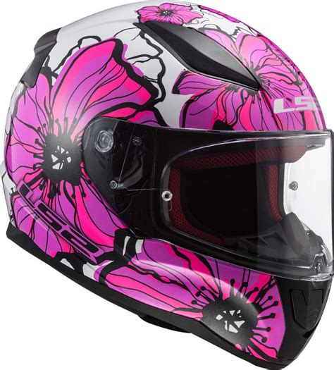 Casco Integral Moto Mujer LS2 RAPID POPPIES Blanco-Rosa FF353 - Tienda ...