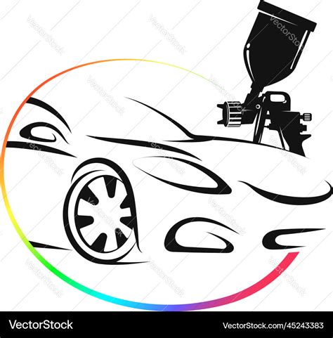 Painting auto symbol car silhouette and spray gun Vector Image