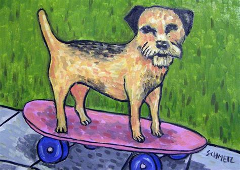 BORDER TERRIER skate boarding 13x19 signed art PRINT animals gift new #Impressionism | Dog art ...