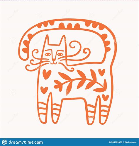 Artistic Cat in Vintage Retro Style Stock Vector - Illustration of abstract, vector: 264322678