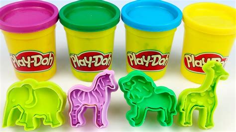 Play Doh and Animal Molds for Children - Make Animals from Play Doh Elephant Lion Giraffe Zebra ...