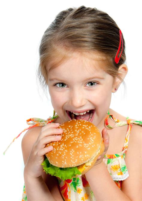 Like to eat hamburger little girl Stock Photo 02 free download