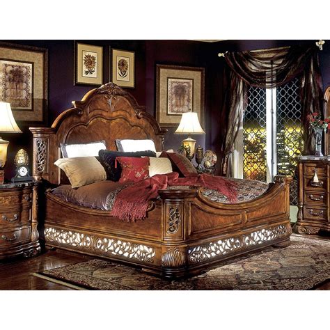 AICO Excelsior King Size Mansion Bed in Fruitwood Finish | King bedroom ...